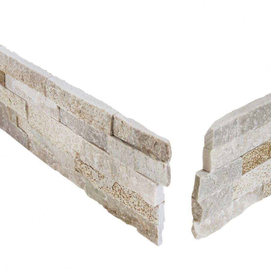 Naturstein Quarzit Wallstones Rustica M Interlog Paneele Eckstück Sichtfläche gespalten